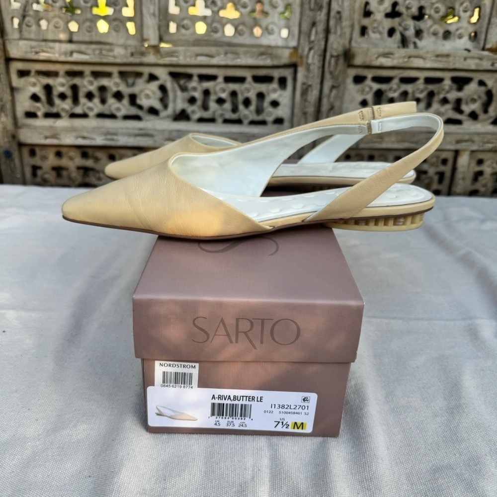 Franco Sarto Women's Riva Butter Leather Sling back Flat Sz 7.5